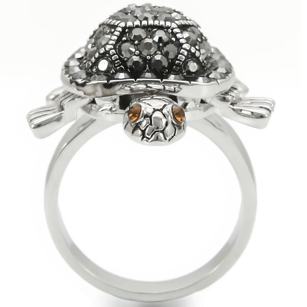 0W285 - Rhodium Brass Ring with Top Grade Crystal  in Multi Color LuxuryLifeWay Online Store