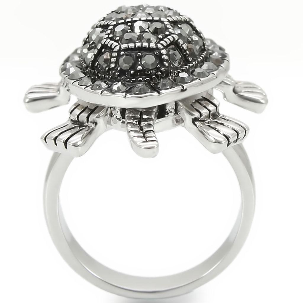 0W285 - Rhodium Brass Ring with Top Grade Crystal  in Multi Color LuxuryLifeWay Online Store