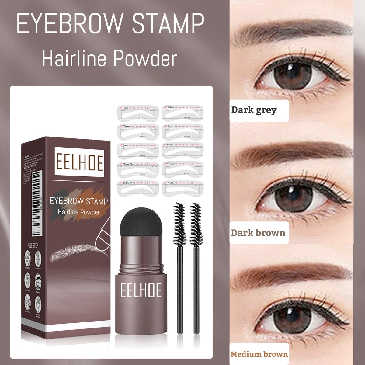 Eyebrow Print Powder 2g Medium Brown Set 1Box Tri Light Beauty