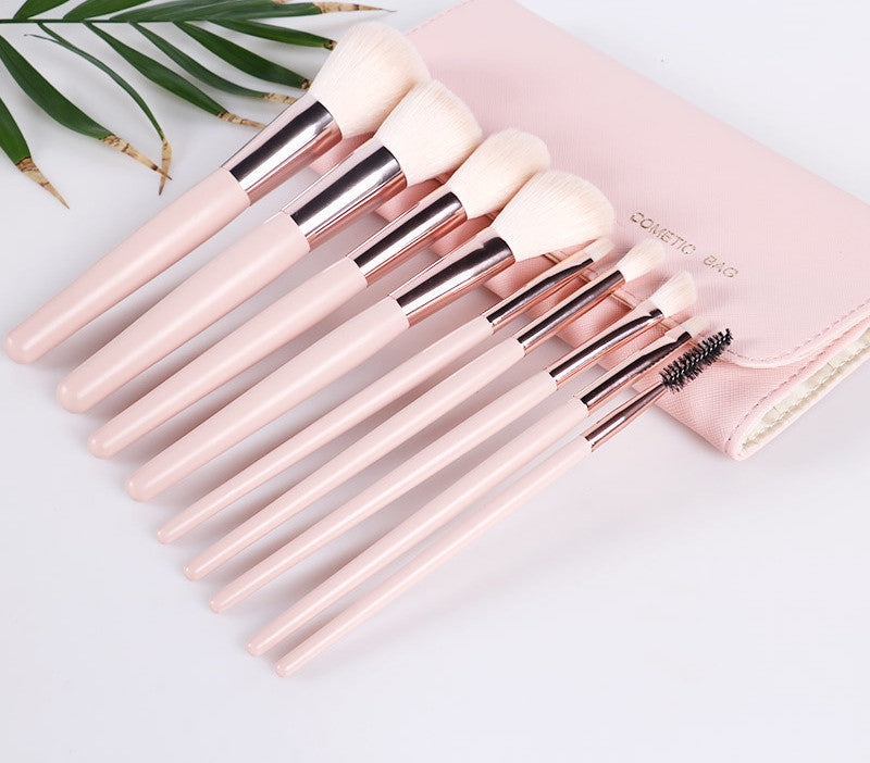 Makeup Brush Set with Wooden Handle and Brush Bag LadyShow.Store
