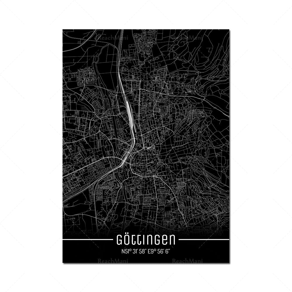Map Black Line Poster Canvas Painting Home Decor Wall Art PearlNestDecor.com