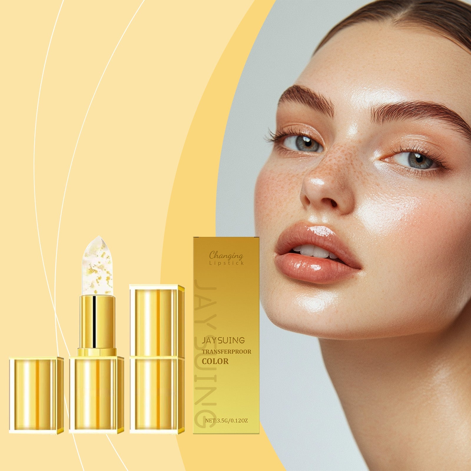 Gold Leaf Color-Changing Moisturizing Lipstick Tri Light Beauty