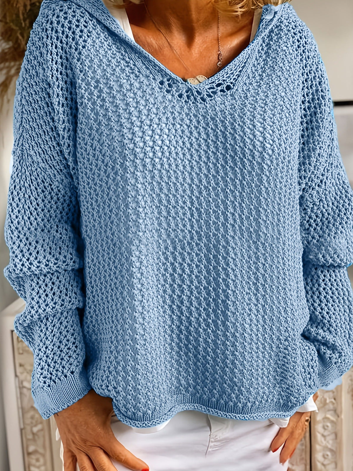 Sun Protection Knitted Hooded Sun Protection Clothing Hooded Thin Loose Sweater NorixaFashion.com