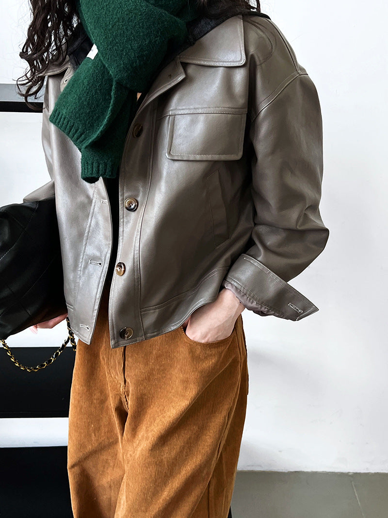 Women's Fall Lapels Motorcycle Short Jacket LadyShow.Store