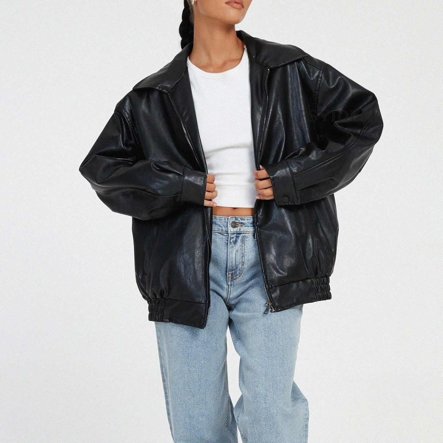 Leather Coat Women's Locomotive Style Top LadyShow.Store