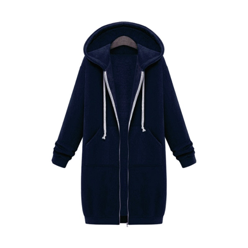 Hooded Long-sleeved Winter Sweater Women's Jacket In A Long Thick Shirt LadyShow.Store