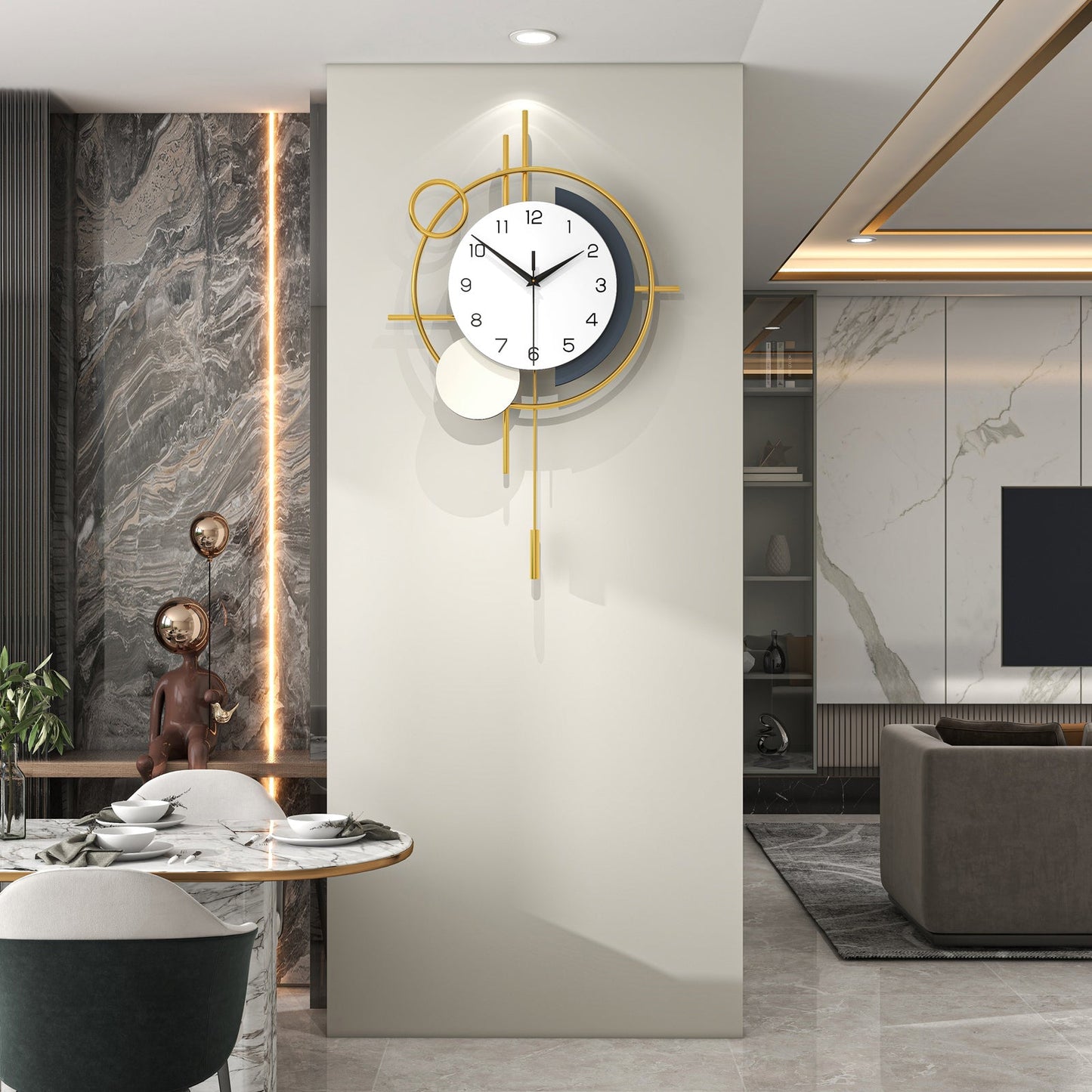 Modern Abstract Wall Clock Minimalist Metal Decorative Home Decor PearlNestDecor.com