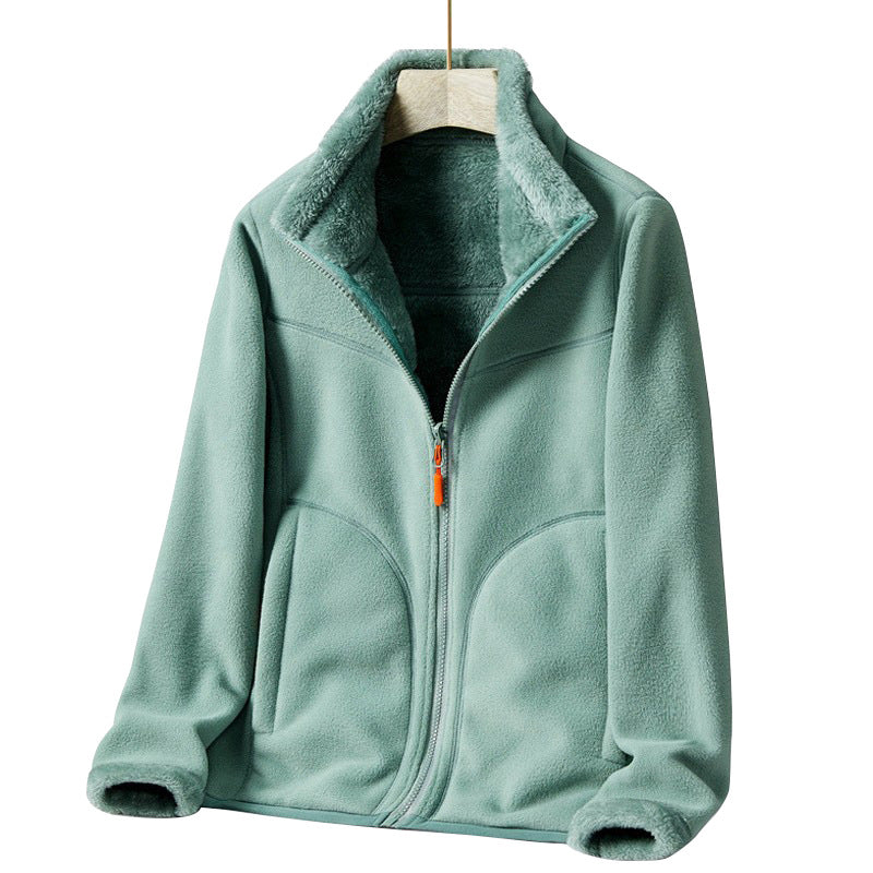 Double-sided Polar Fleece Outdoor Thick Warm Sweater Coat LadyShow.Store