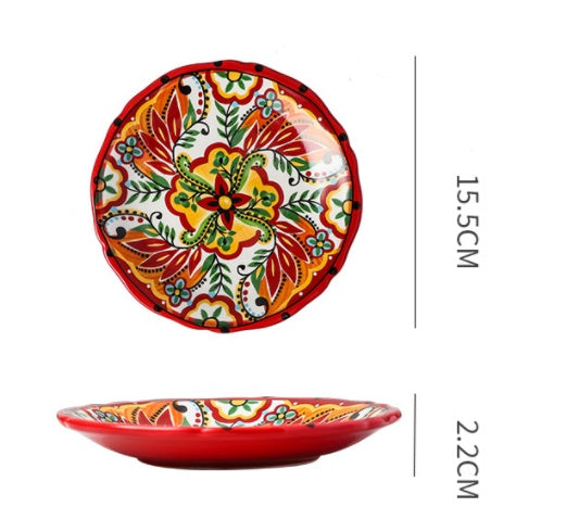 Underglaze Ceramic Tableware Bohemian Household Dishes LadyShow.Store