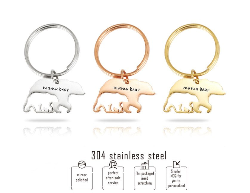 Mother's Day Stainless Steel Keychain - Mama Bear Gift LadyShow.Store