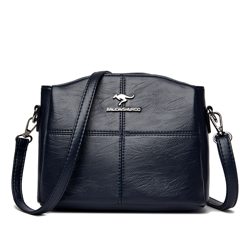 Korean-style Womens Shoulder Soft Leather Versatile Design Large Capacity And Embroidered Crossbody Bag LadyShow.Store