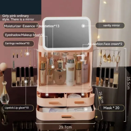 Lighted Mirror Makeup Storage Box LadyShow.Store