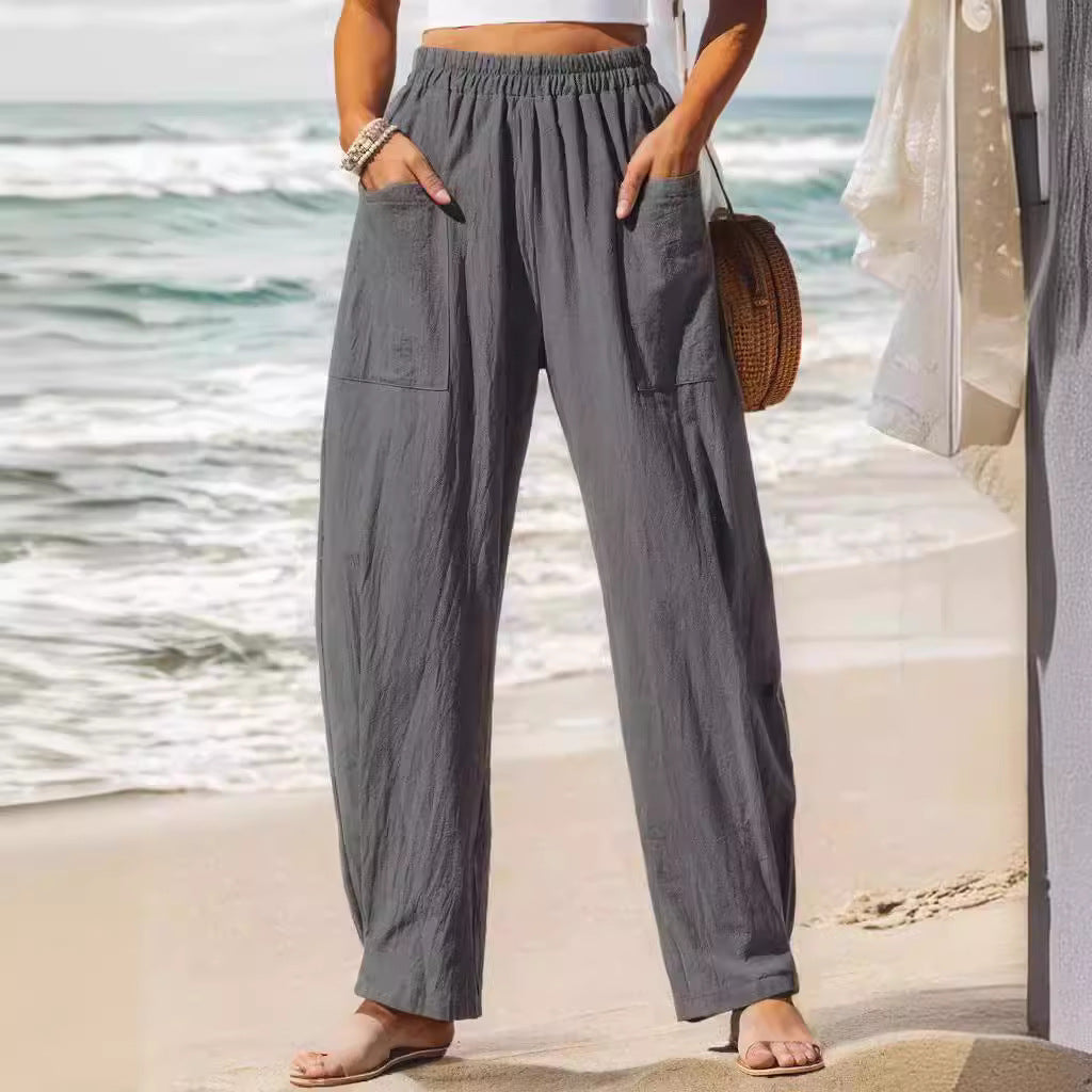 Women's Cotton And Linen Casual Pants Vacation Style NorixaFashion.com