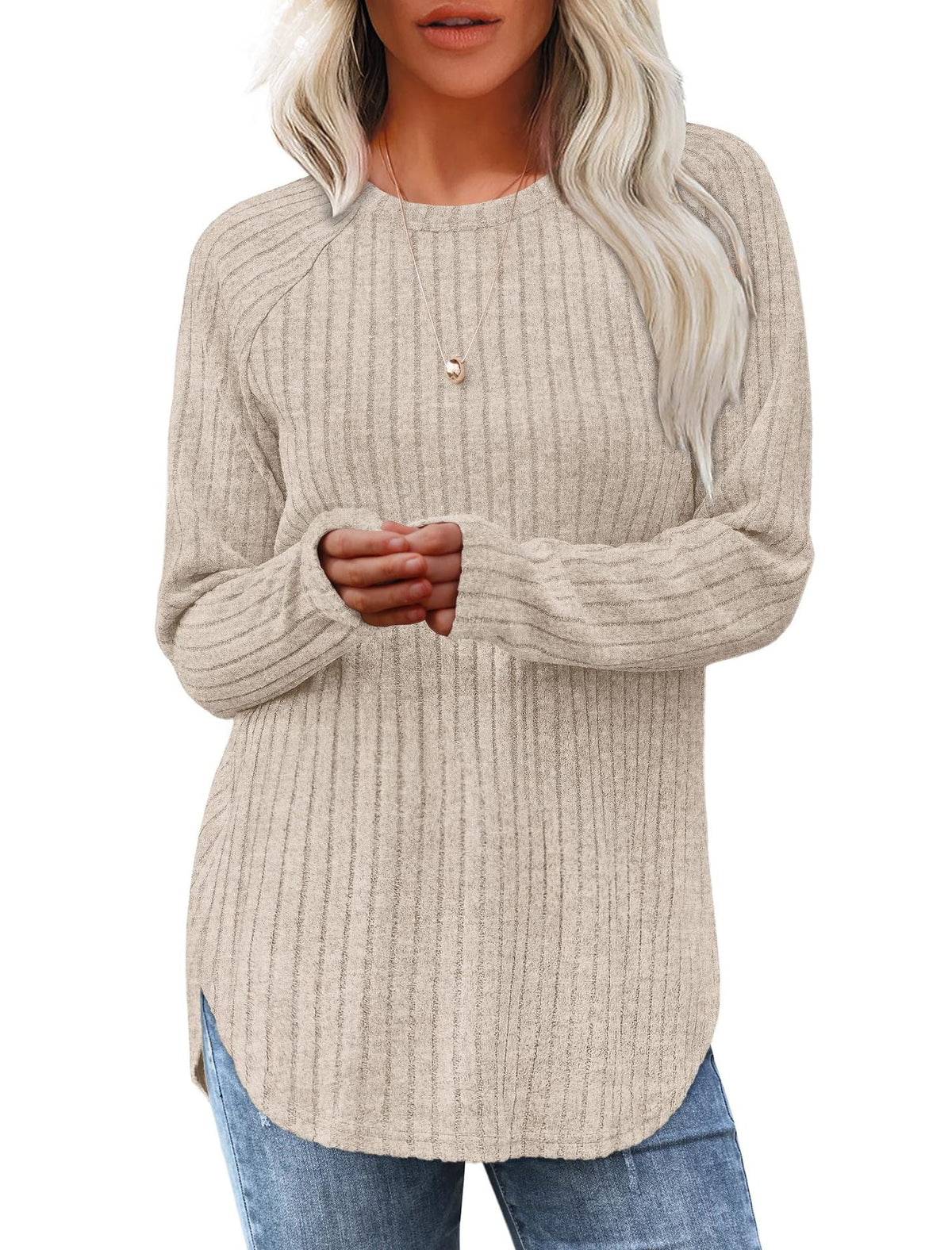 2026 European And American Women's Autumn New Loose Round Neck Base Shirt Long Sleeved Shirt NorixaFashion.com