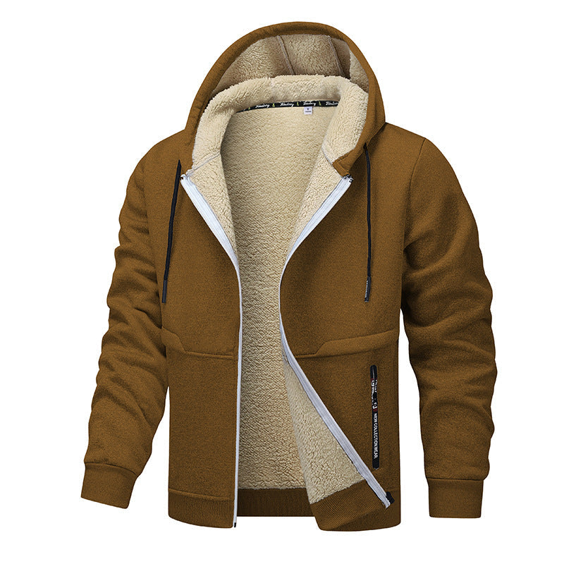 Casual Hoodies For Men Heavyweight Fleece Sweatshirt Winter Thick Sherpa Lined Hooded Zipper Jacket Thick Streetwear Coats LadyShow.Store