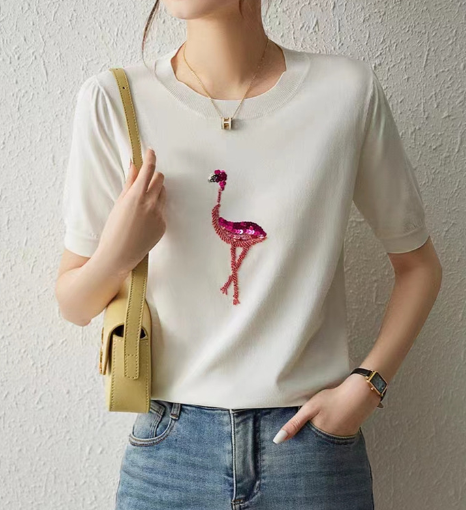 Flamingo Short Sleeve Casual T-Shirt Pi-Mart