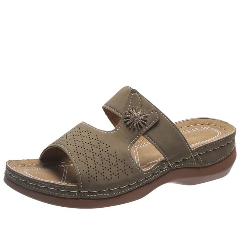 Embroidered Fish Mouth Women's Thick Bottom Hollow Sandals LadyShow.Store