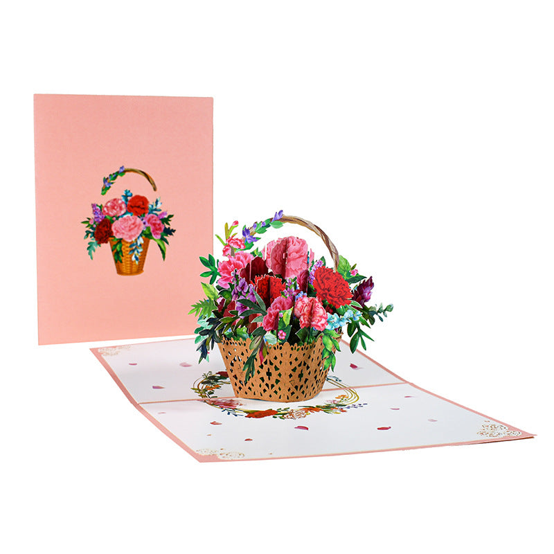 3D PopUp Flower Bouquet Cards Gifts Anniversary PopUp Mom Floral Bouquet Wife Invitation Card Greeting Cards Mothers Day Cards Postcard CJD