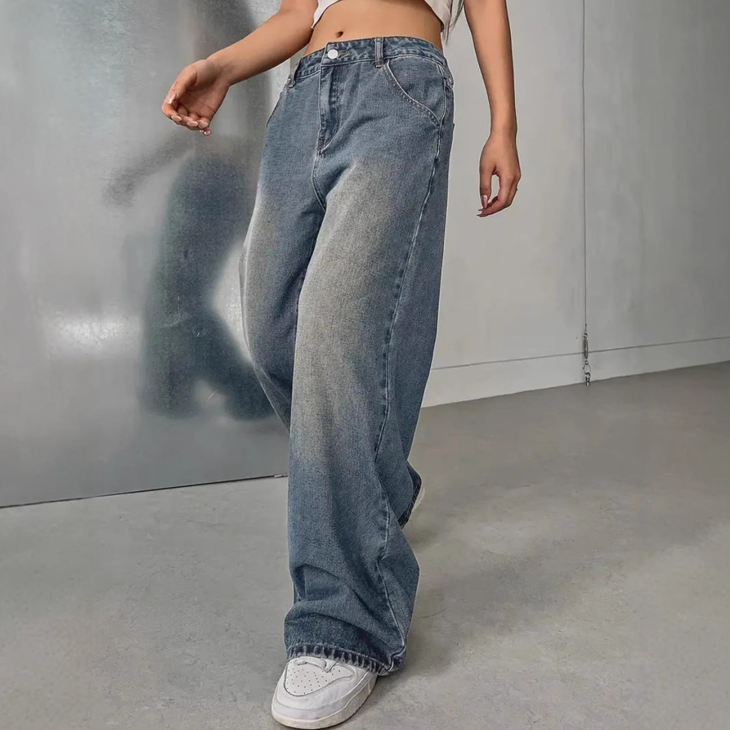 European And American Women's Washed Vintage Denim Pants LadyShow.Store