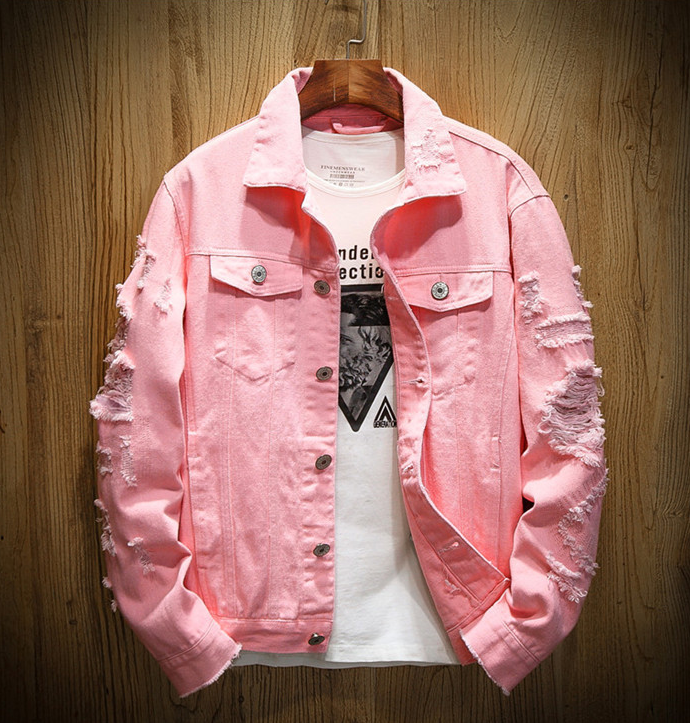 Men's Ripped Denim Jacket Pi-Mart