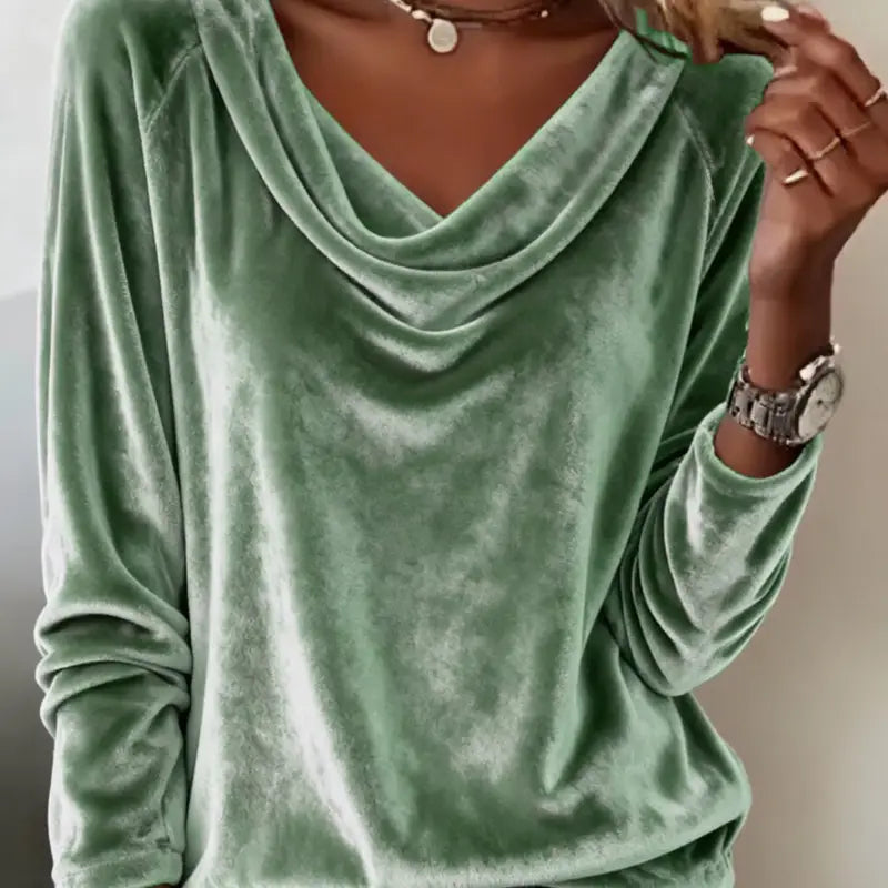 Elegant Velvet Long Sleeve Shirts For Women Fall Spring Solid Color Loose Women Blouses Fashion Pullover Tops Party Clothes LadyShow.Store