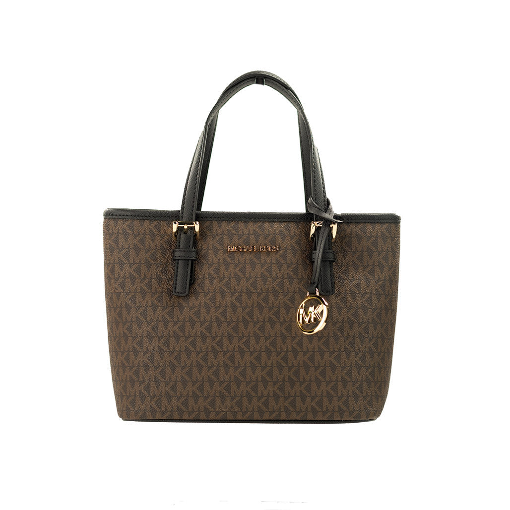 Michael Kors XS Brown Black Carryall Tote Convertible Bag LadyShow.Store