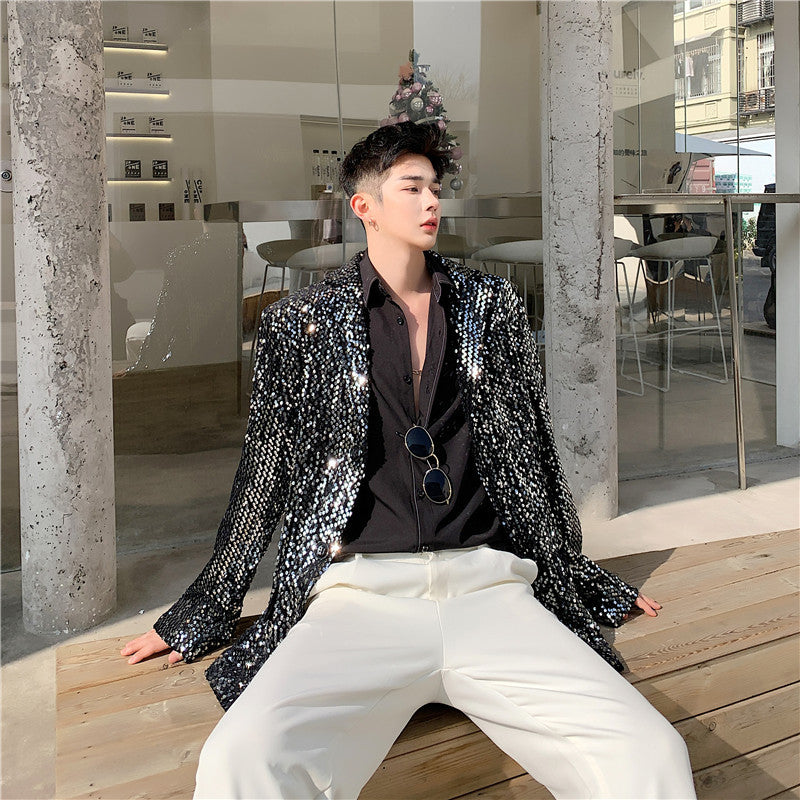 Bling Sequin Stage Performance Suit Jacket for Groups Pi-Mart