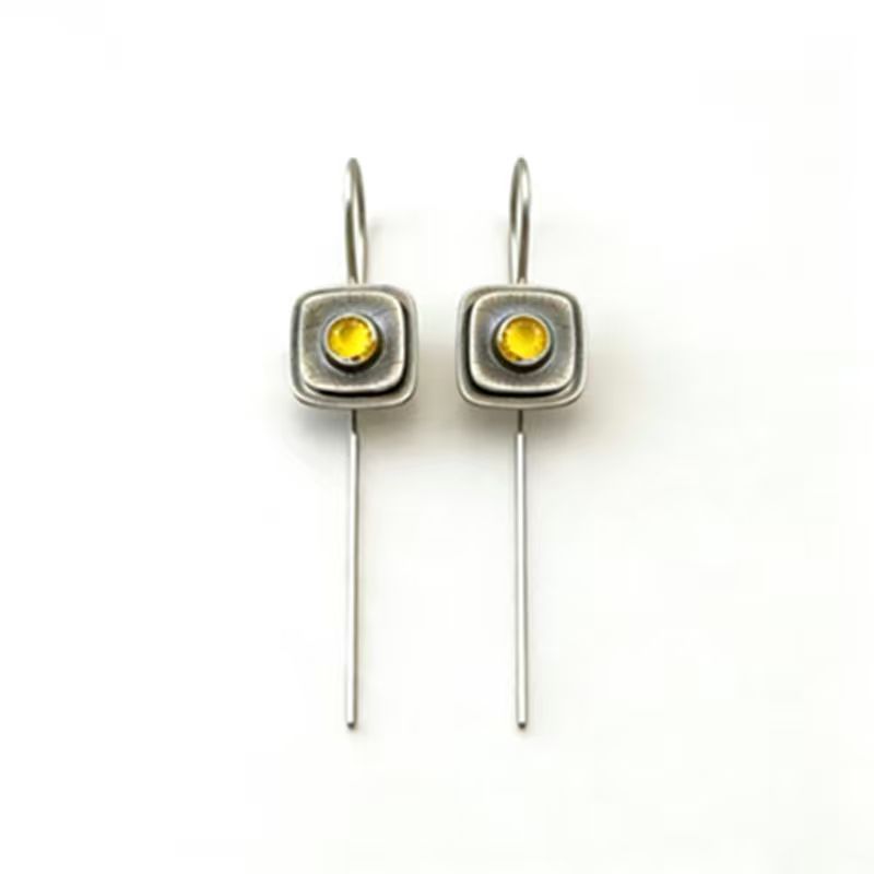 French-Style Vintage Geometric Square Distressed Pearl Earrings LuxuryLifeWay Online Store