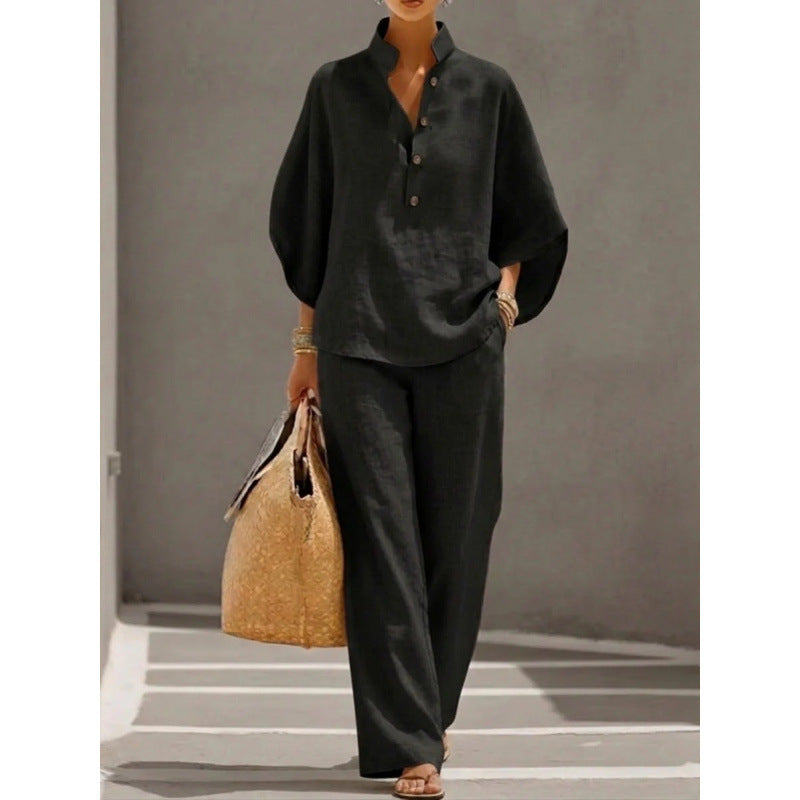 2026 New Women's Autumn Shirt Set Solid Color Leisure Urban Commuter Set NorixaFashion.com