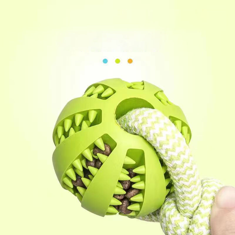 Dog Toys Treat Balls Interactive Hemp Rope Rubber Leaking Balls For Small Dogs Chewing Bite Resistant Toys Pet Tooth Cleaning Bite Resistant Toy Ball For Pet Dogs Puppy Pets Fashion