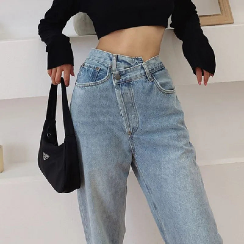 Loose Asymmetrical Denim Pants Pi-Mart