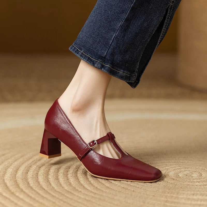 Chic Square Toe Mary Janes NorixaFashion.com