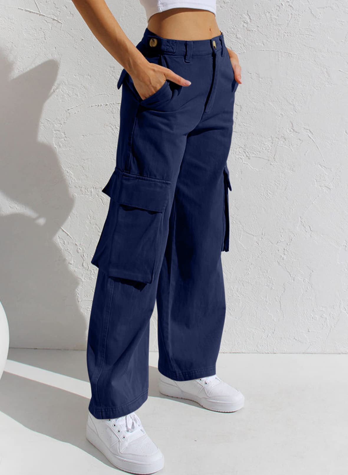 Women's Multi-pocket Workwear Loose Casual Denim Trousers NorixaFashion.com