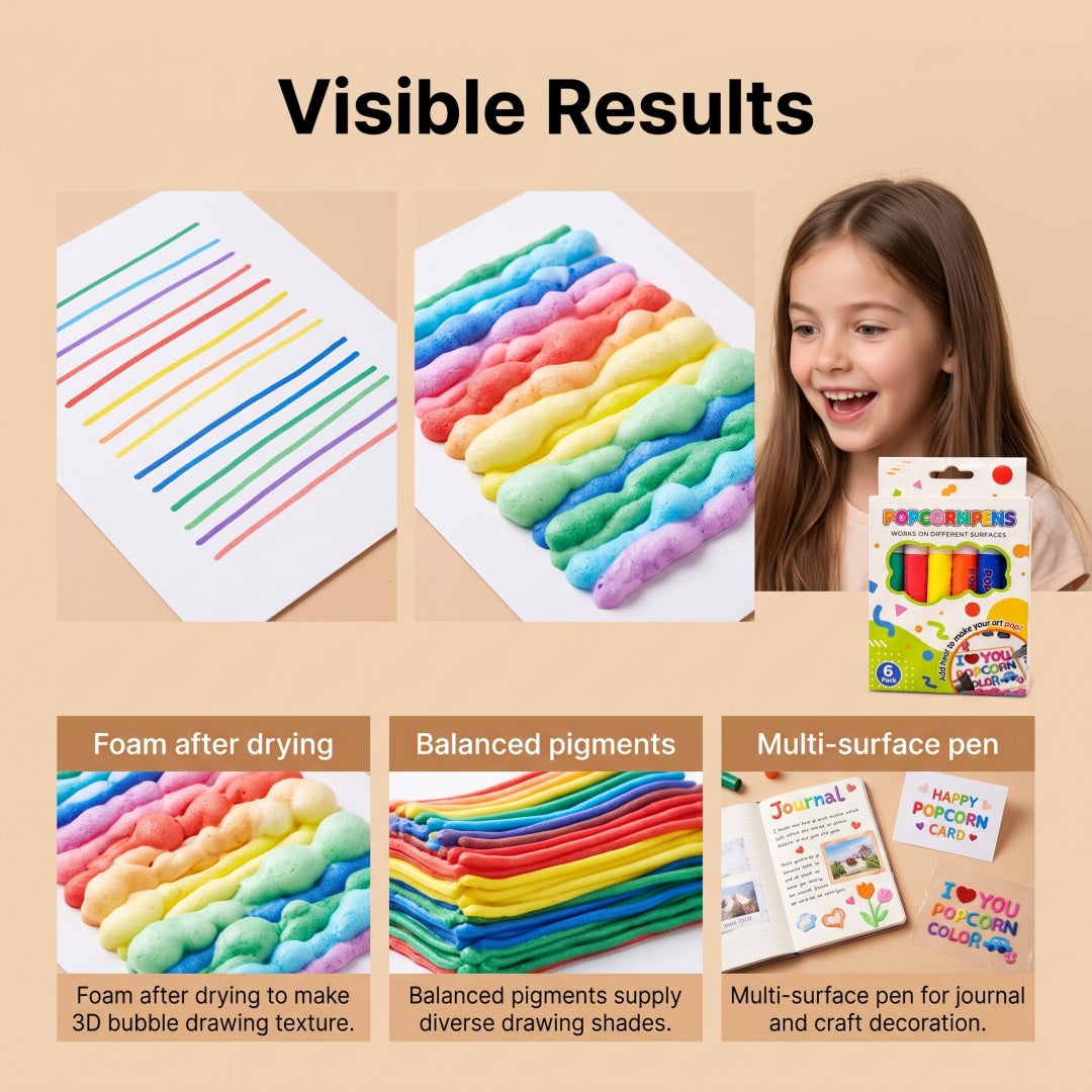 Popcorn Pen 6 Pieces Per Pack Tri Light Beauty