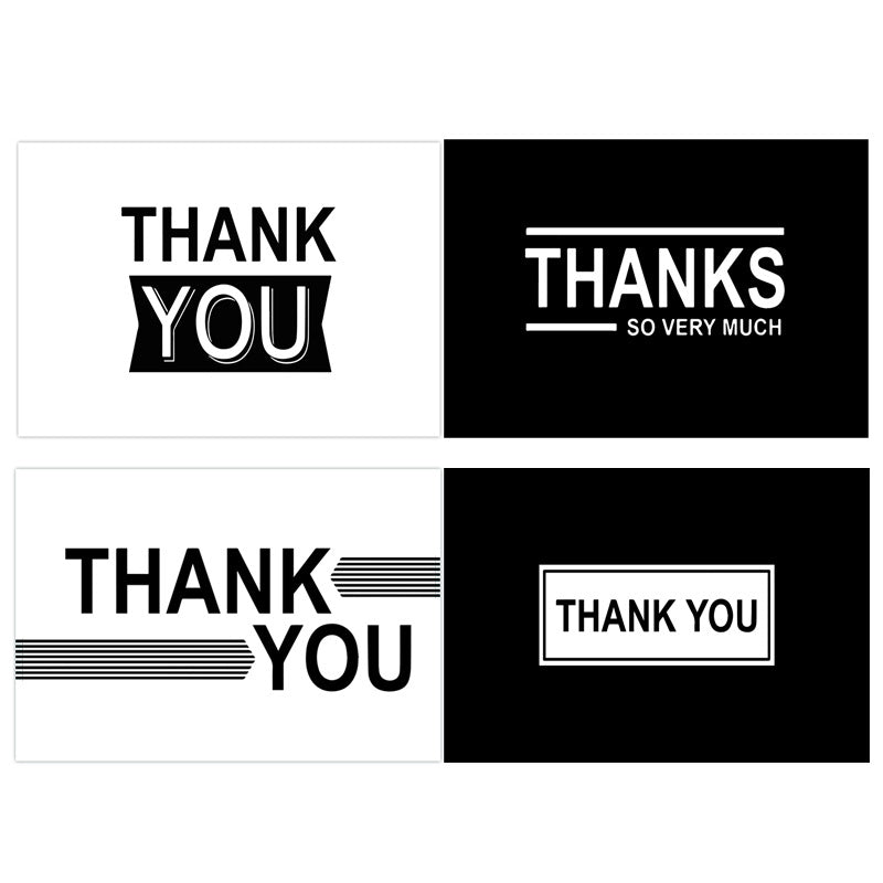 Gift Packaging 50 SheetsPack Simple Black Thank You Cards CJD