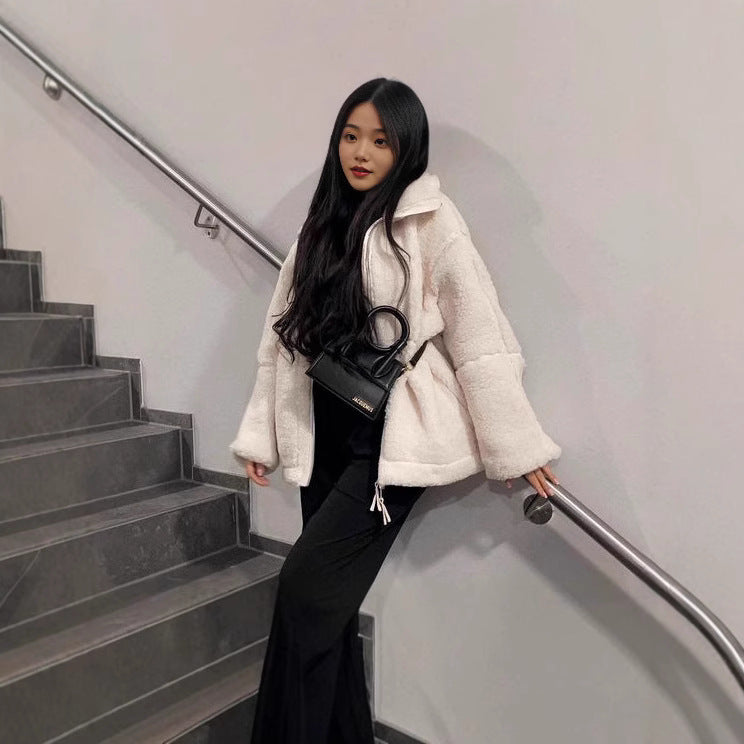 Fashion Loose Anti-cashmere Personality Casual Zip Coat CJD