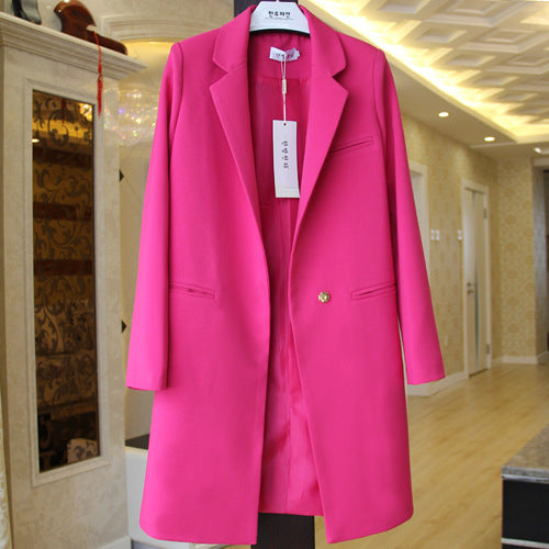 Chic Long Blazer, Slim Fit, Versatile Solid Jacket Pi-Mart