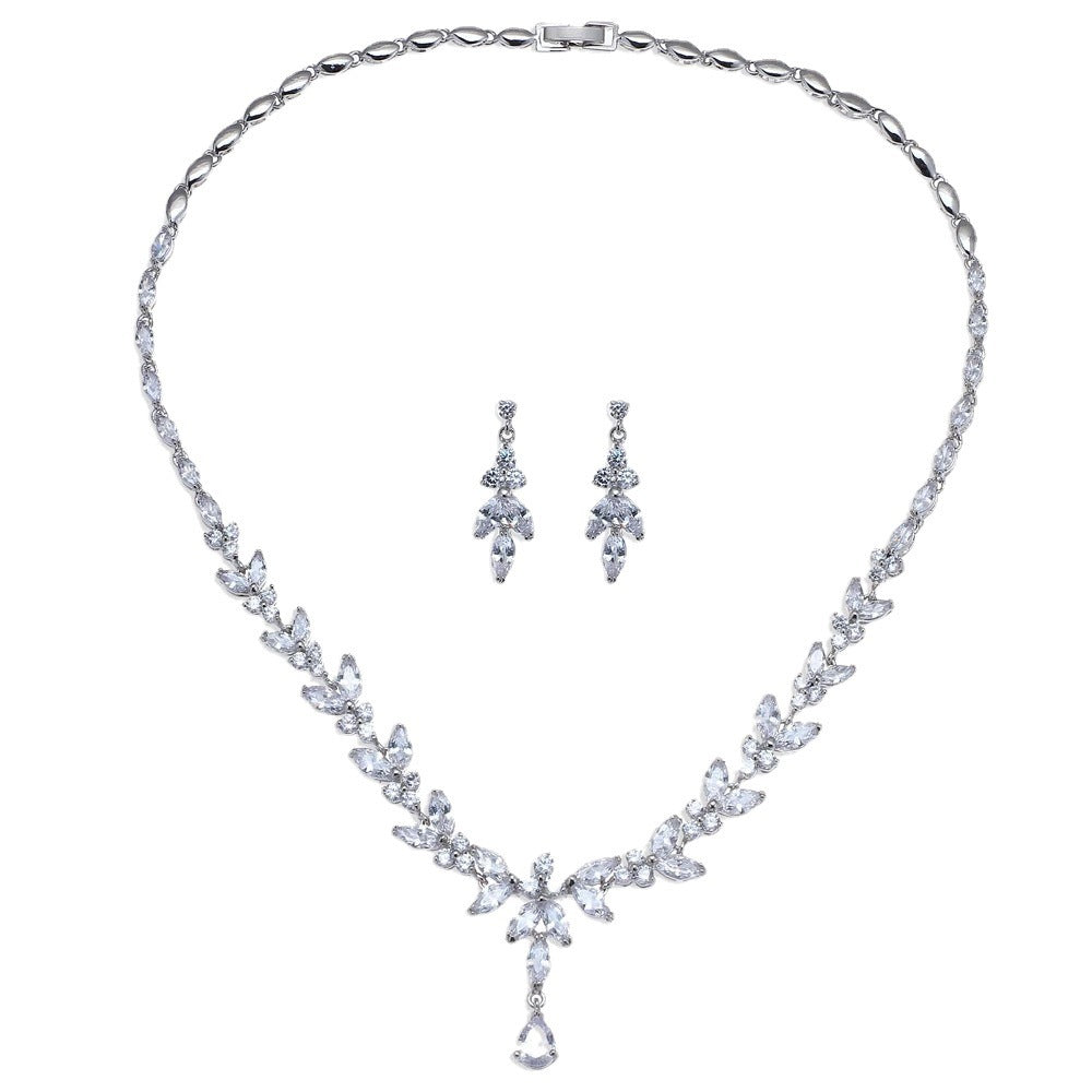 Simple White Bride Zircon Set Women LadyShow.Store