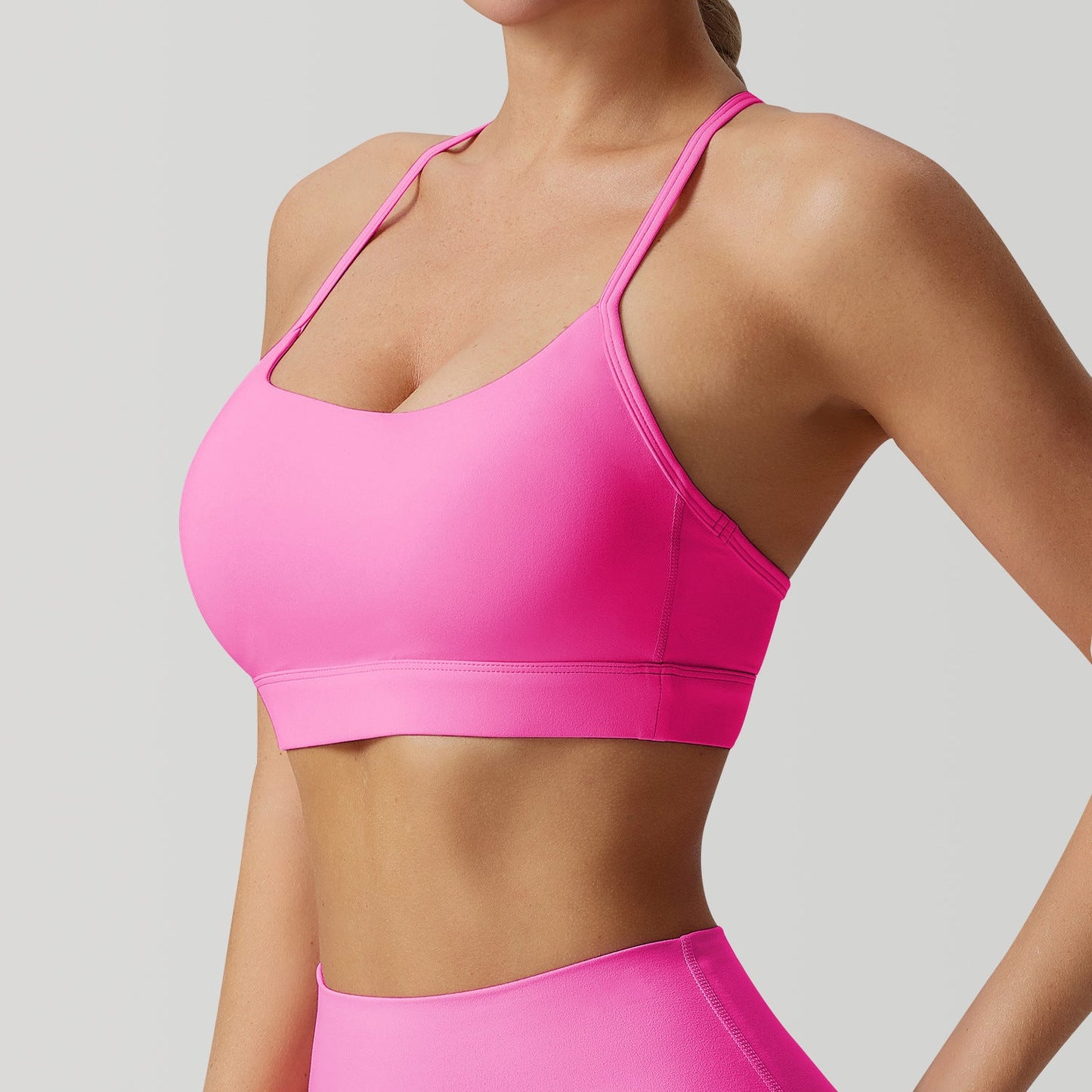 Womens Solid-Colored Versatile Thin-Strap Shock-Absorbing Quick-Drying Yoga Tank Top LadyShow.Store
