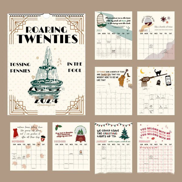 Vintage Wind Roaring Twenties Calendar Paper