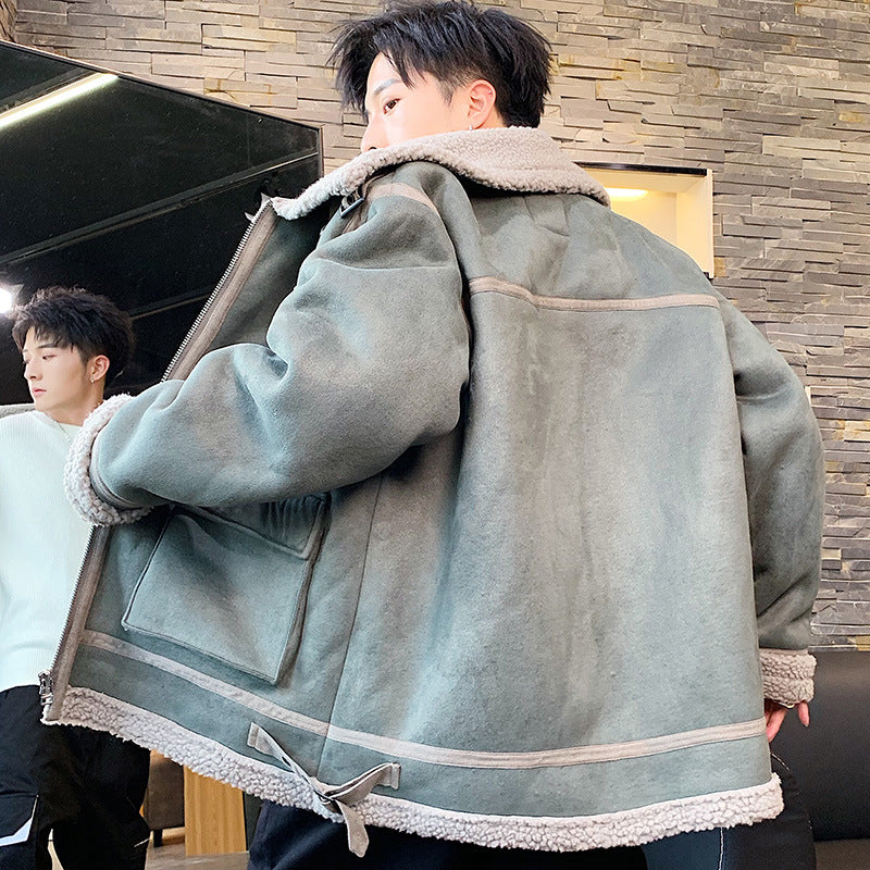 Multi-Pocket Harajuku Work Jacket with Sherpa Lining Pi-Mart