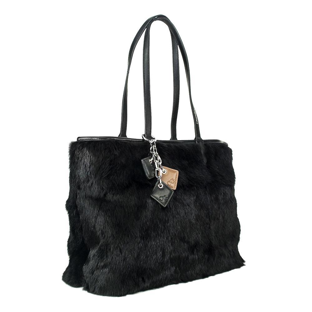 Olivia Fur+Leather Handbag - Black LadyShow.Store