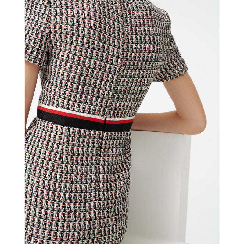 Plaid Woven Tweed Dress Women NorixaFashion.com