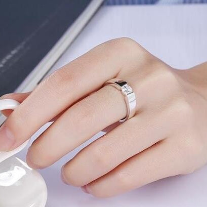 18K White Gold Plated Diamond Doppel Herz Ring