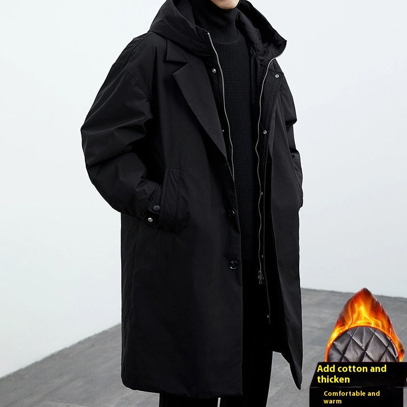 Coat Coat Men's False Two Pieces Hooded Mid-length Trench Coat LadyShow.Store