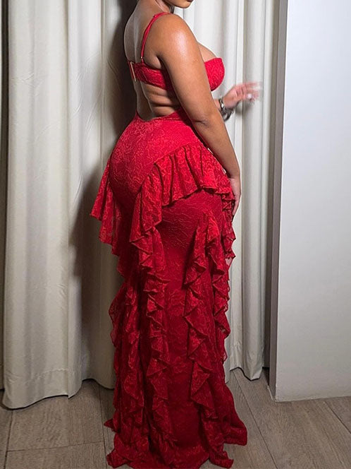 Strapless High-waisted Lace Bodycon Dress NorixaFashion.com