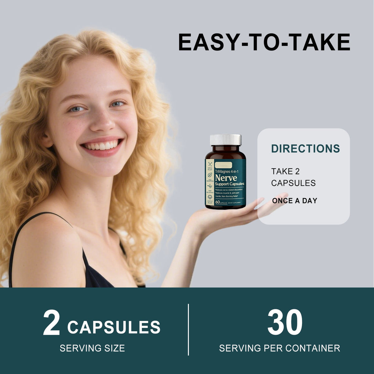 Improving Health, Boosting Vitality, Gentle, Comfortable, And Quickly Absorbed Daily Dietary Supplement Four In One Neural Support Capsules  Entrance , 60 Capsules, 1 Box Tri Light Beauty