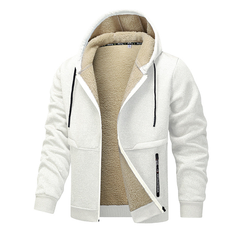 Casual Hoodies For Men Heavyweight Fleece Sweatshirt Winter Thick Sherpa Lined Hooded Zipper Jacket Thick Streetwear Coats LadyShow.Store