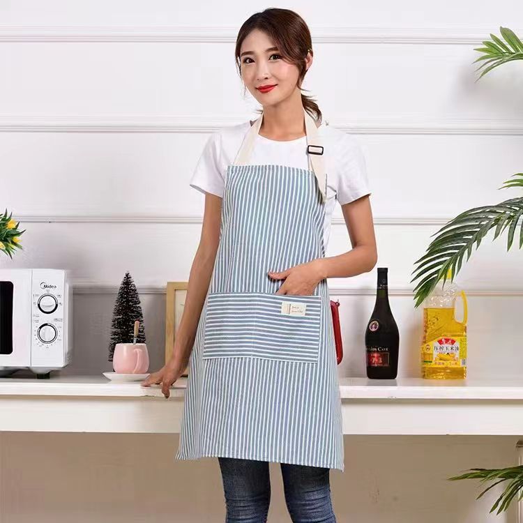 Linen Stripe Apron, Breathable Kitchen Apron For Household Chores PearlNestDecor.com