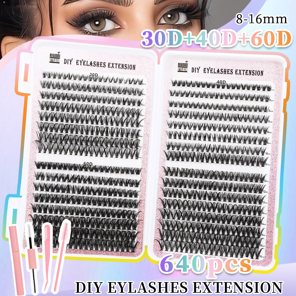 32 Rows Of Eyelashes Book Cluster 640 Segmented Lashes Set LadyShow.Store